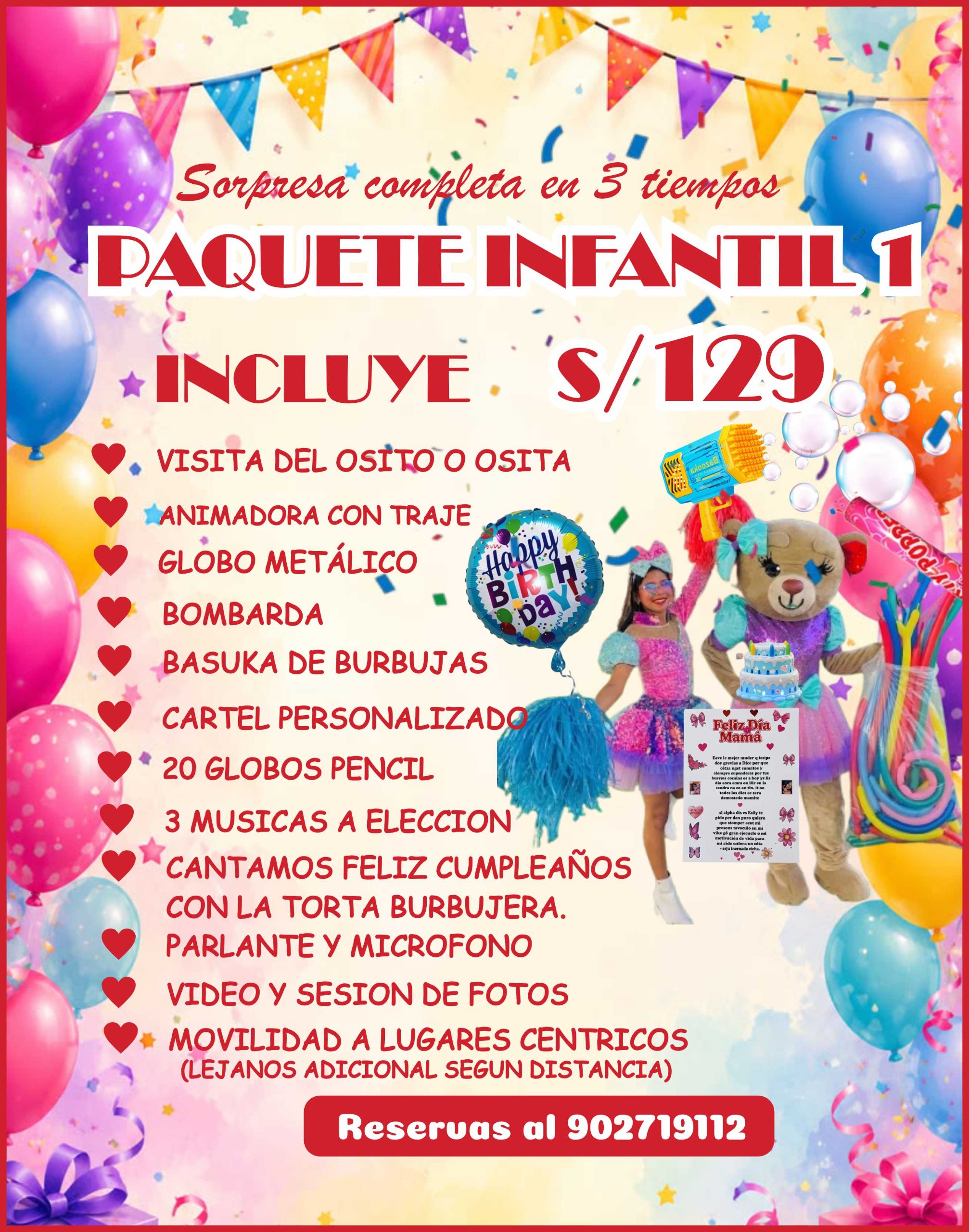 SORPRESA INFANTIL PAQUETE DE OSITO 01 - 129 SOLES